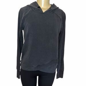 Athleta Pullover tencel modal washed Black Hoodie tulip crossover sweatshirt S